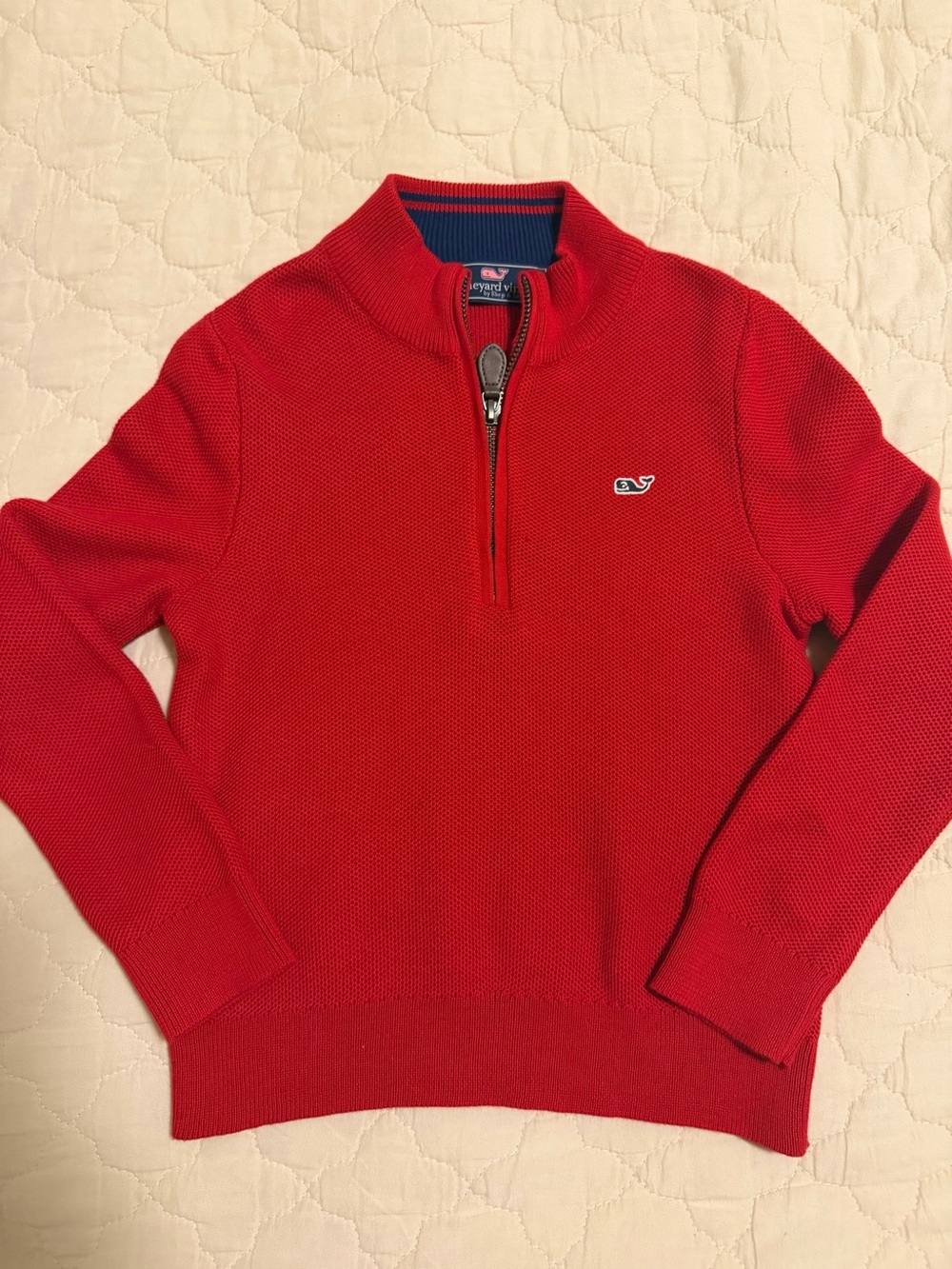 Vineyard Vines Boys Size 5 Red Quarter Zip Sweater